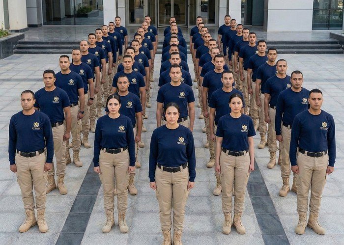 حارس دوريات متنقل في مبنى مكتب هجين