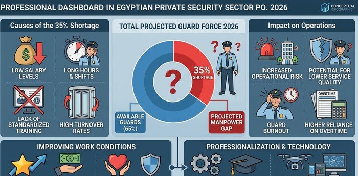 أزمة نقص الحراس بنسبة 35% في شركات الأمن الخاصة المصرية 2026