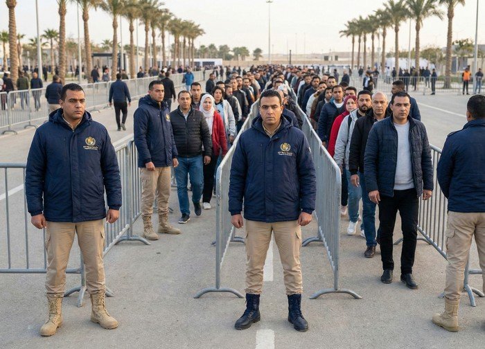 إدارة حشود الفعاليات مع طاقم أمن يدير تدفق الحضور