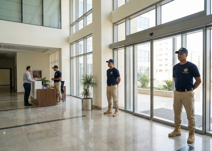 نشر حارس أمن ثابت عند استقبال المبنى التجاري